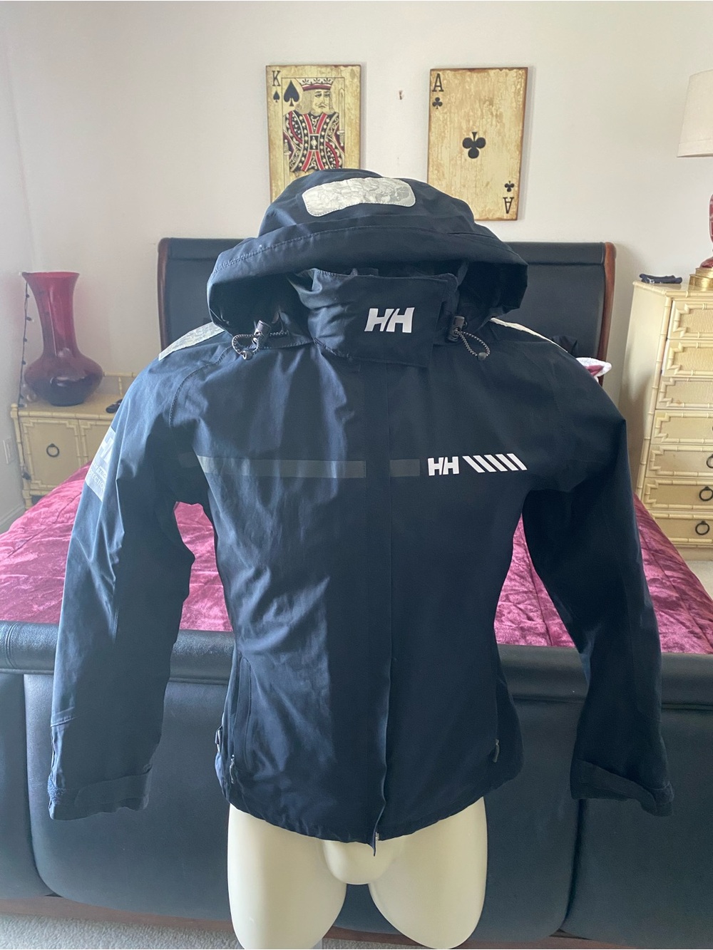 Helly Hansen Black Waterproof Hooded Ski Jacket with Reflective Logos